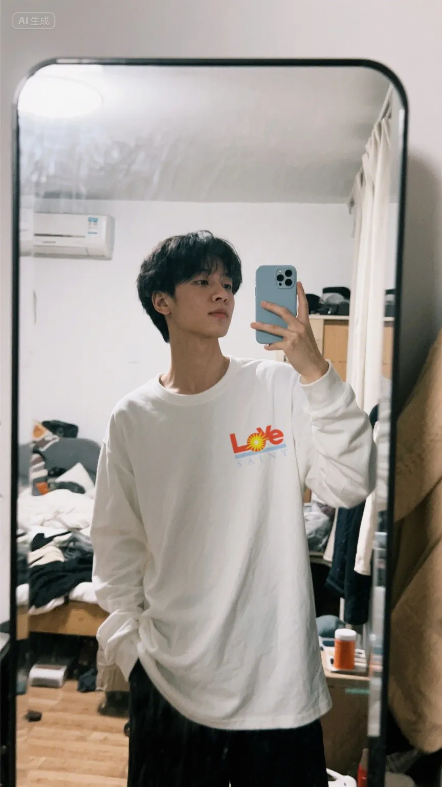 #SA82 SAINT pure cotton long-sleeved T P150 Color: White Size: S-XL